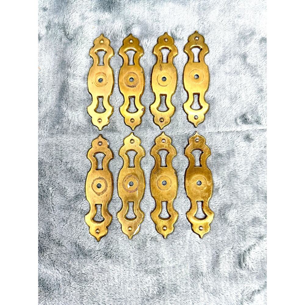 Vintage Lot 8 KBC Keeler Brass N1406 Drawer Pull Backplates Brass Hardware